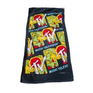 Vintage 1988 MTV Music Television Beach Bath Towel 29" × 57" VGUC
